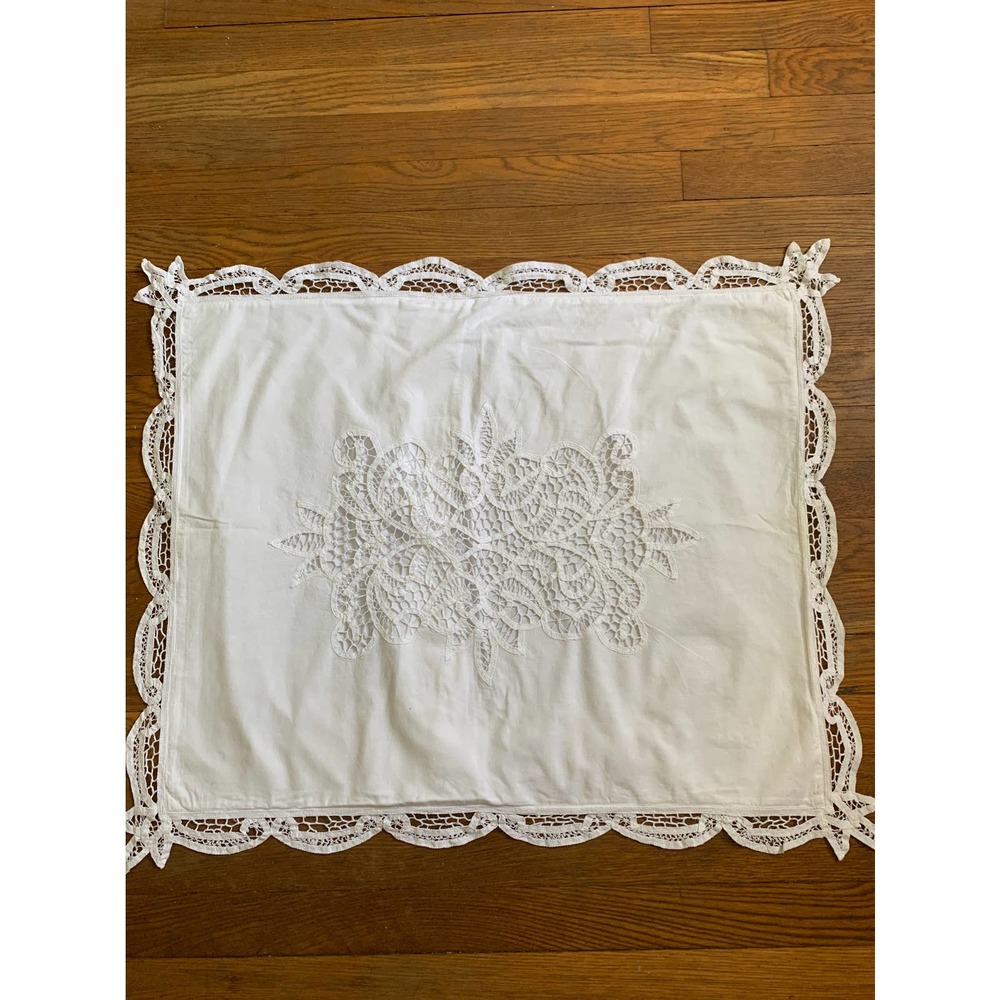 Heirloom Handmade Vintage Battenburg Lace Pillowcase 28" x 21"